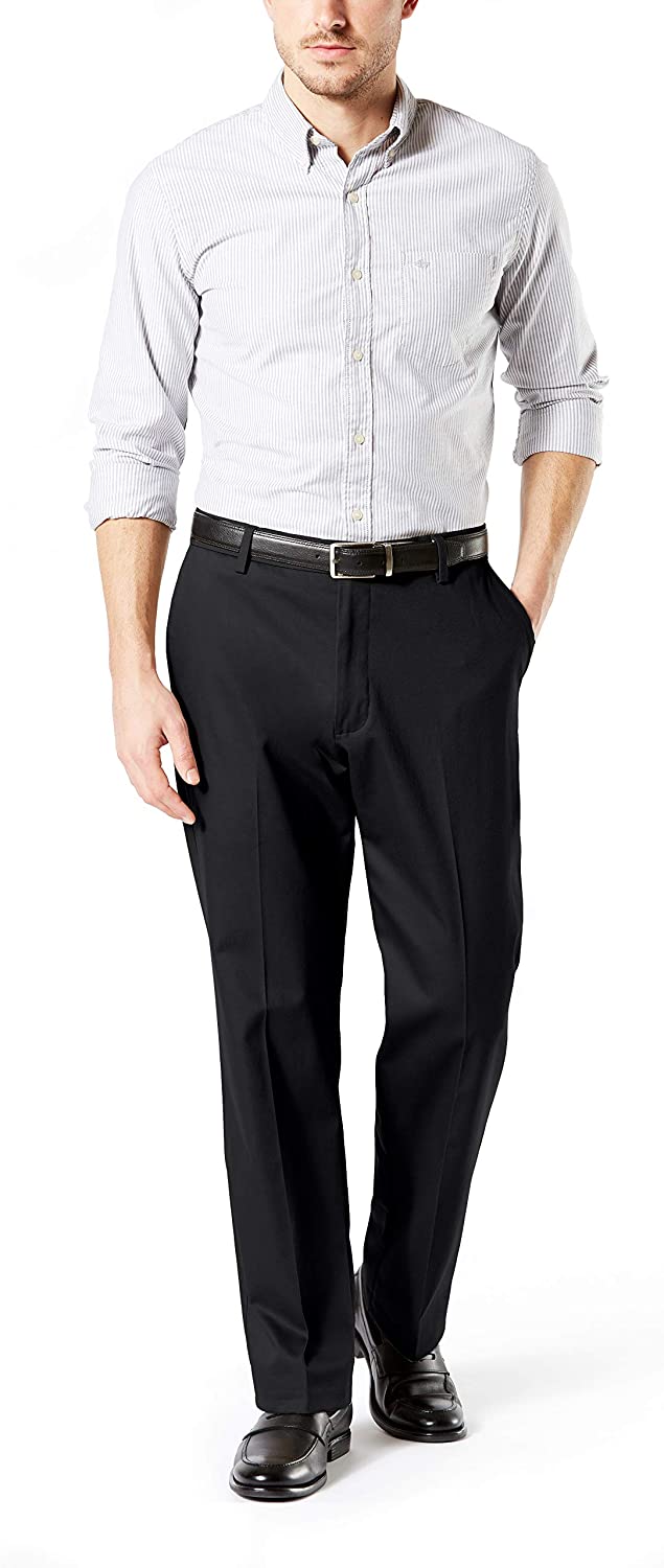 Dockers Men's Signature Classic-Fit Stretch Pants Color Khakis Black W36xL32