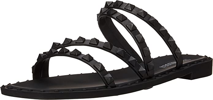 Steve Madden Womens Skyler-J Studded Flat Sandal Color Jelly Black Size 8M