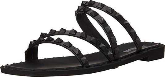 Steve Madden Womens Skyler-J Studded Flat Sandal  Color Jelly Black Size 8M