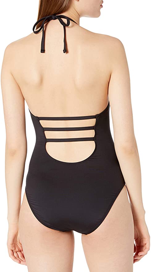 Kenneth Cole New York Women's Halter Plunge Mio One Piece Swimsuit