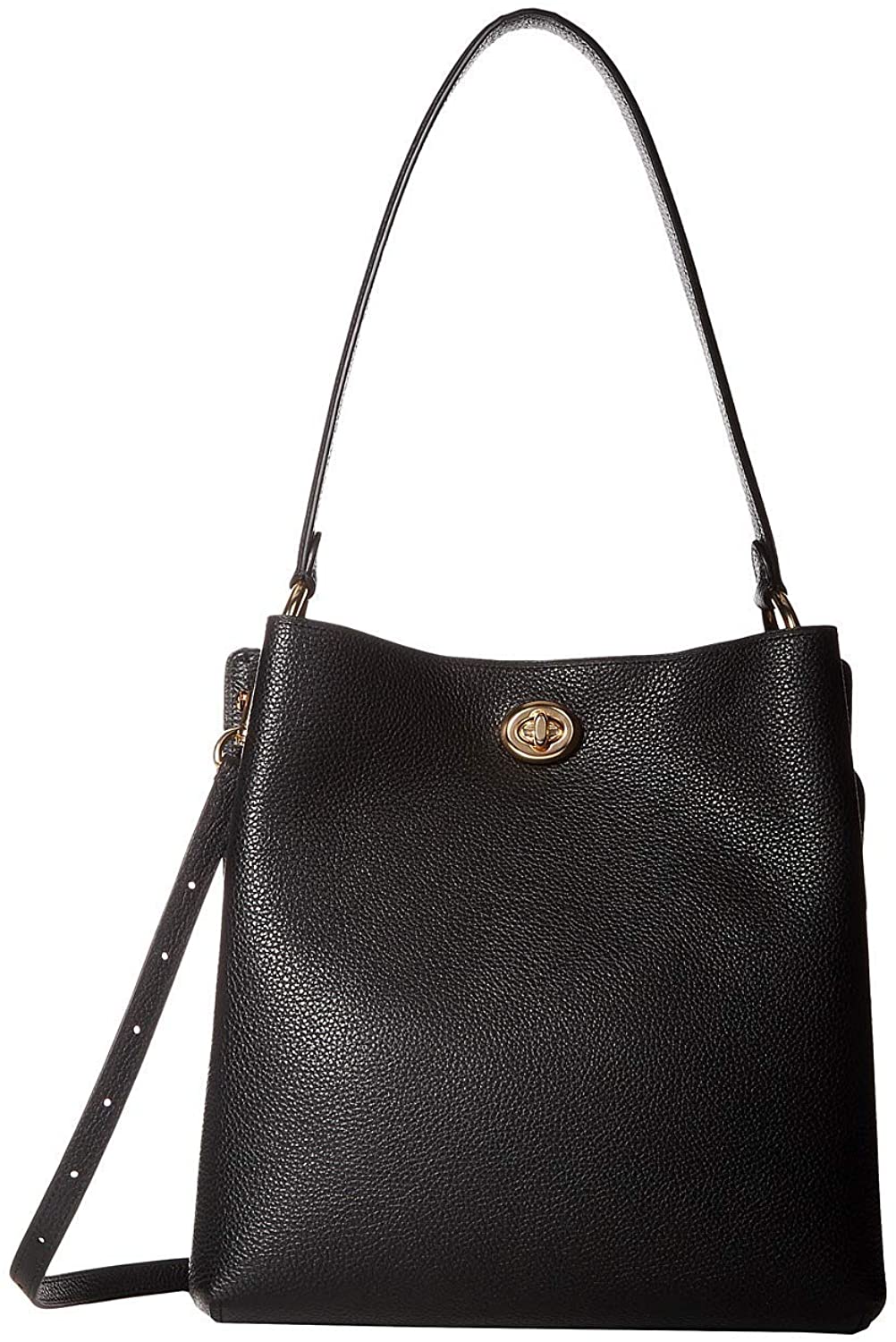 COACH Women's Polished Pebble Leather Charlie Bucket Style 55200 Color: Black/Gold