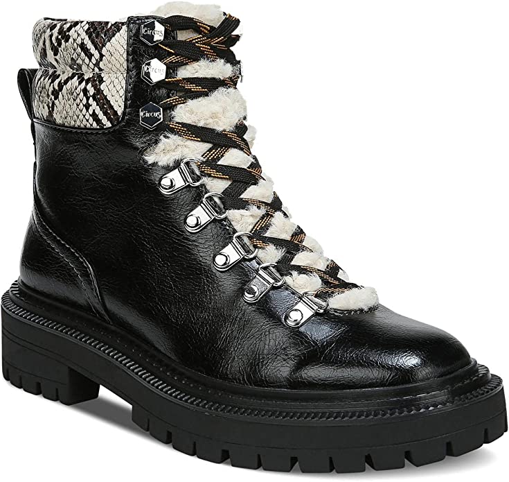 Circus by Sam Edelman Women's Flora Mid Calf Boot Color Black/Nude Snake Print Size 8.5M