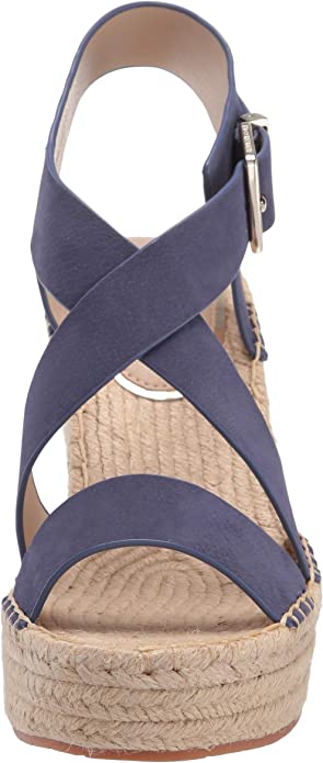 Kenneth Cole New York Olivia Cross Wedged Heel Sandal Color Lapis Blue Size 10M