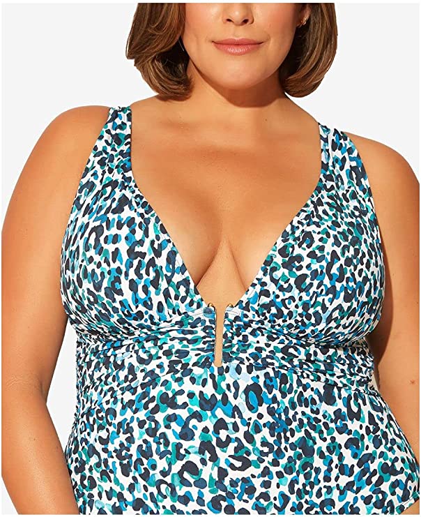 Bleu Rod Beattie Women's Swim Plus Plunge One-Piece Color Blue Size 16W