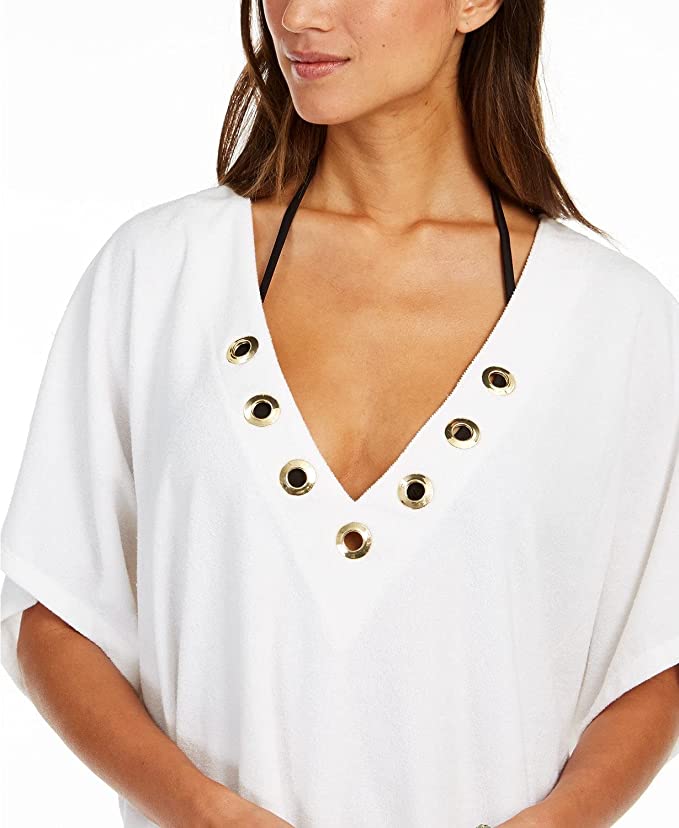 Michael Kors Grommet Tunic Swim Cover-Up Color White Size M/L