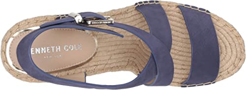 Kenneth Cole New York Olivia Cross Wedged Heel Sandal Color Lapis Blue Size 10M