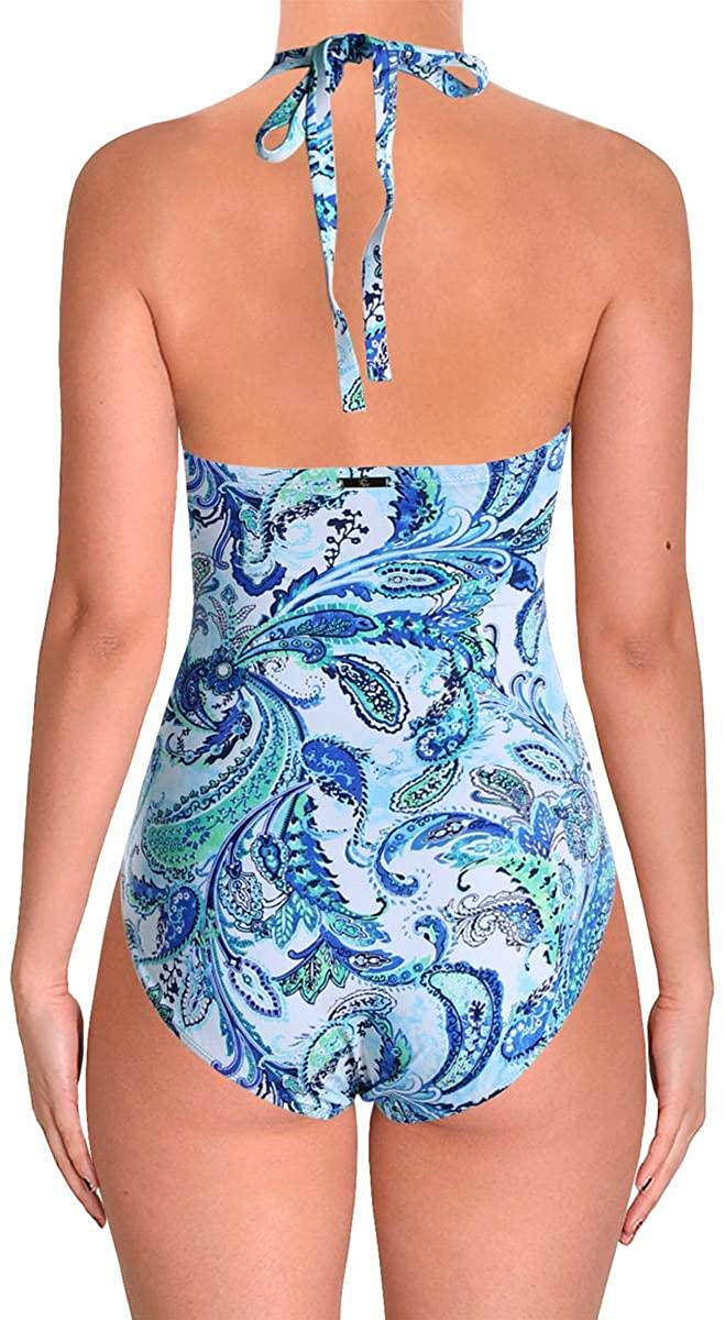 Lauren Ralph Lauren Fiesta Paisley Twist Bandeau Mio One-Piece Swimsuit Color Blue Size 8