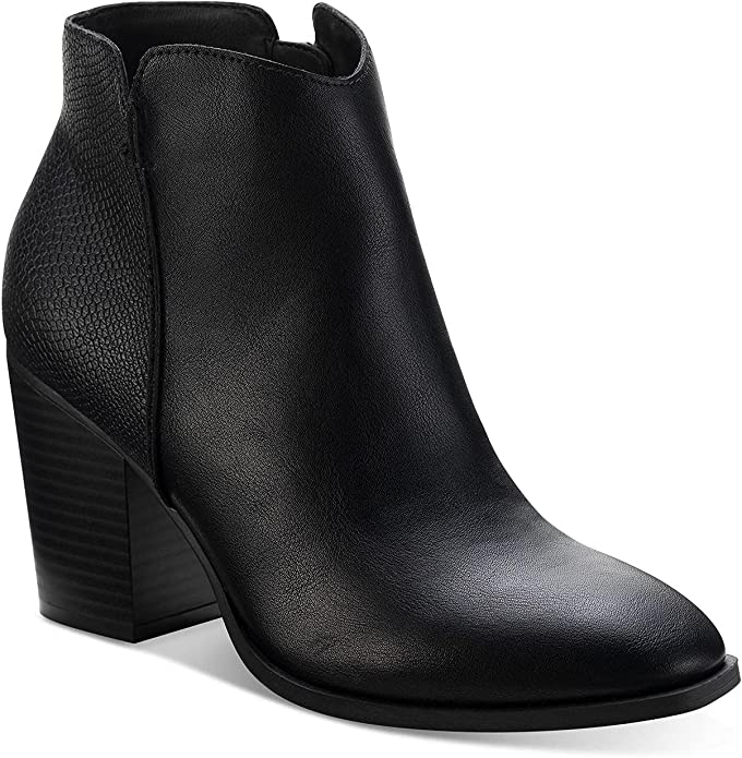 Sun Stone Womens Graceyy Faux Leather Block Heel Ankle Boots Color Black Size 10M