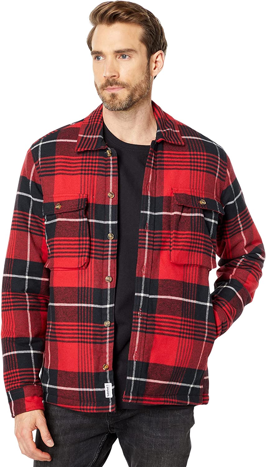 Timberland Mens Insulated Buffalo Shirt Jacket Color Scarlet Sage Size S