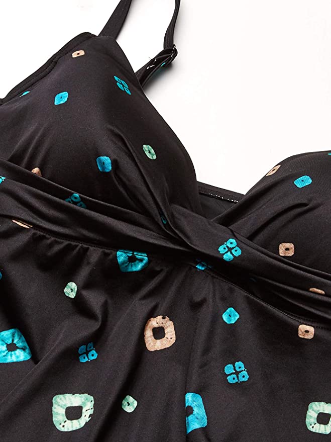 Coco Reef Printed Underwire Diamond Wrap Tankini Top Color Tan Composition Size 8/32D