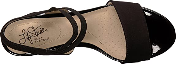 LifeStride Women's Yolo Wedge Sandal Color Black Size 6.5W