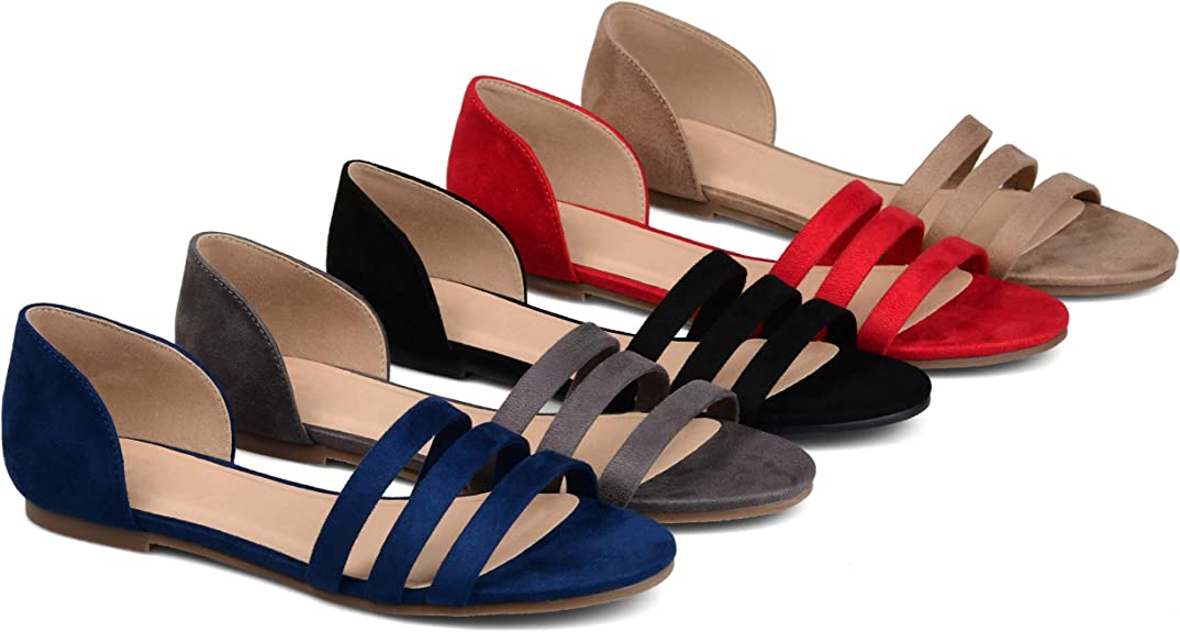 Brinley Co. Womens Open-Toe Ankle Cuff Flat Color Red Size 8.5M