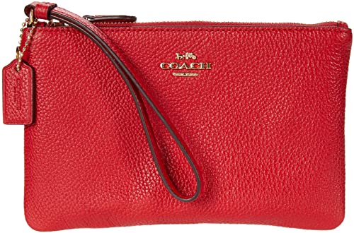 COACH Box Program Small Wristlet Color Gold/Electric Red Size One Size