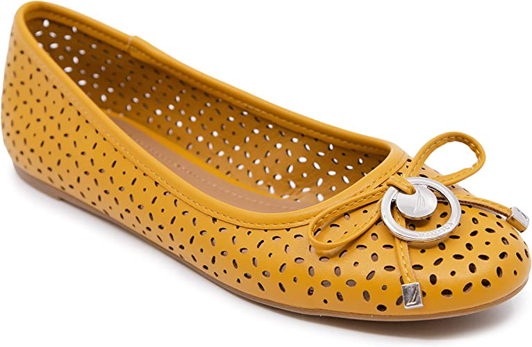Nautica Women's Cut Out Perforated Slip On Ballet Flats Color Seaback 2/Mimosa Size 6M