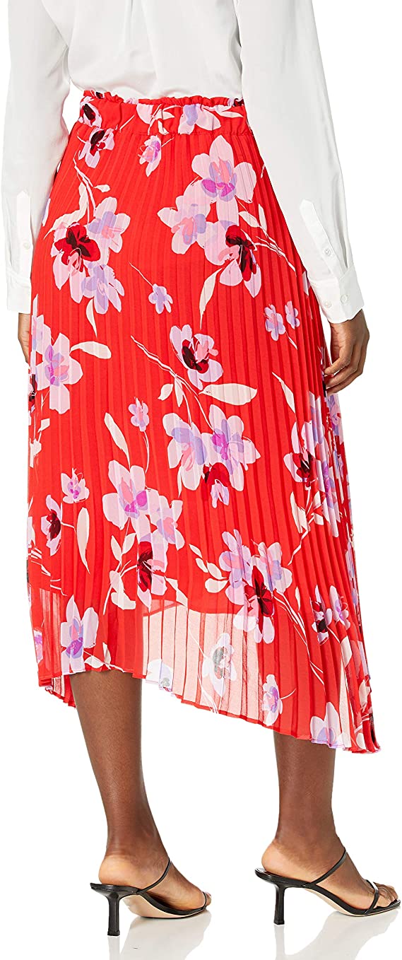 Calvin Klein Women's Pleated Skirt Color Watermelon Wisteria Multi Size L