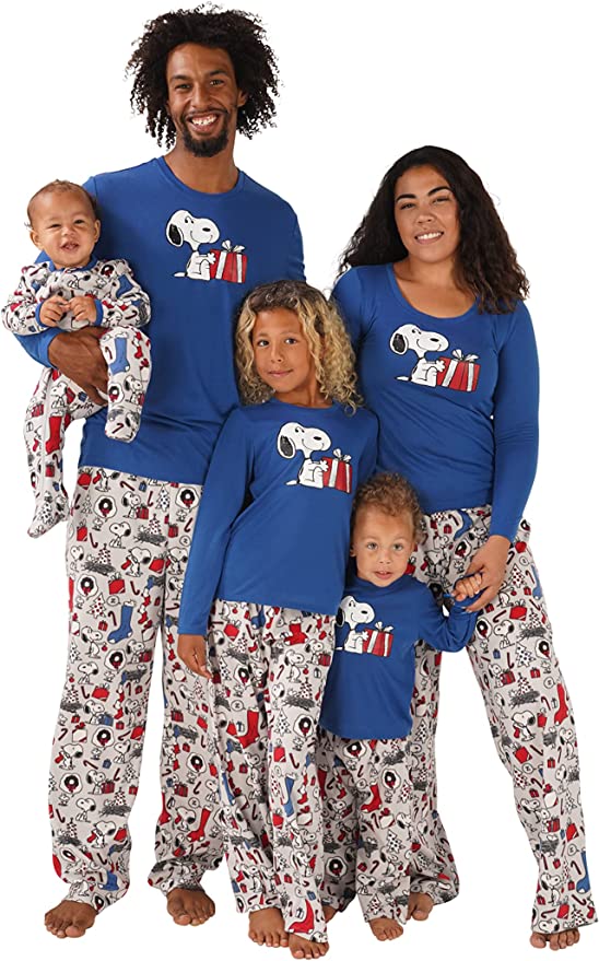 Nite Nite Munki Munki Unisex Kid's Munki Toddler Ls Tee and Pant Jersey Pj Set Color Snoopy Holiday Cheer Toddler Size 2T