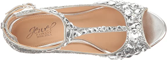 Jewel Badgley Mischka Women's Conroy Dress Sandal Color Smoke Glitter Size 9.5M