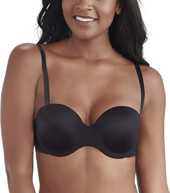 Vanity Fair Nearly Invisible Strapless Underwire Bra Color Midnight Black Size 34DD