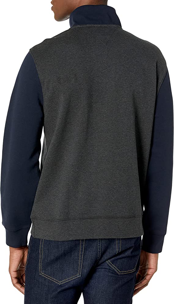 Tommy Hilfiger Men's Long Sleeve Fleece Quarter Zip Pullover Sweatshirt Color Grey Heather Size L
