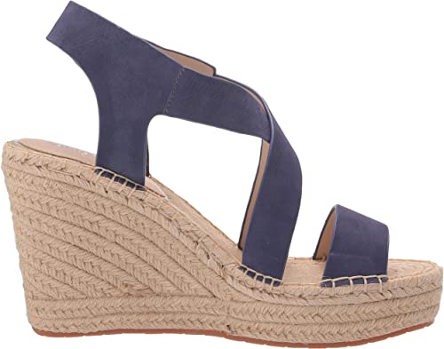 Kenneth Cole New York Olivia Cross Wedged Heel Sandal Color Lapis Blue Size 10M