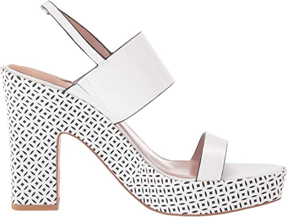 Zac Posen Women's Platform Sandal Cutout Leather Wrapped Wedge Color White Leather