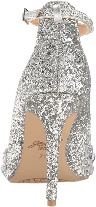 Jewel Badgley Mischka Women's Conroy Dress Sandal Color Smoke Glitter Size 9.5M