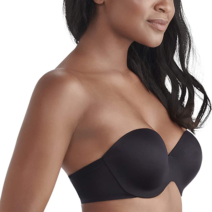 Vanity Fair Nearly Invisible Strapless Underwire Bra Color Midnight Black Size 34DD