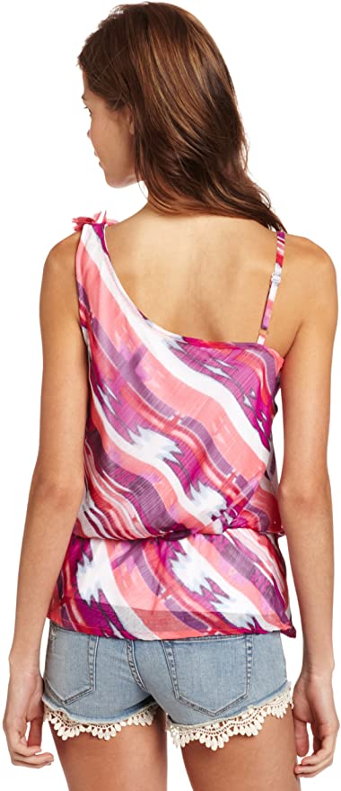 BCX Juniors One Shoulder Peplum Cut Tank Color Floral Size M