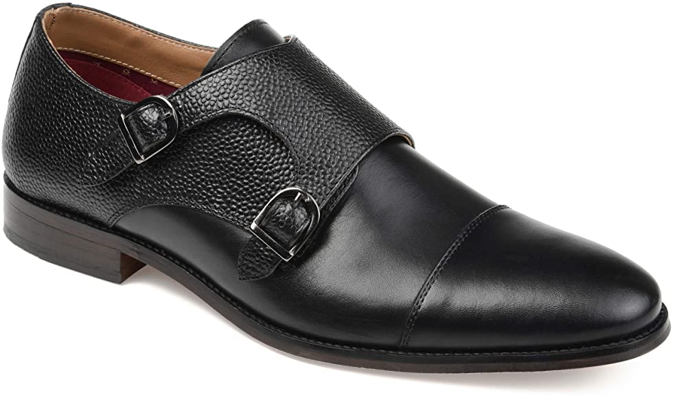 Thomas & Vine Calvin Double Monk Strap Dress Shoe Color Black Size 9.5M