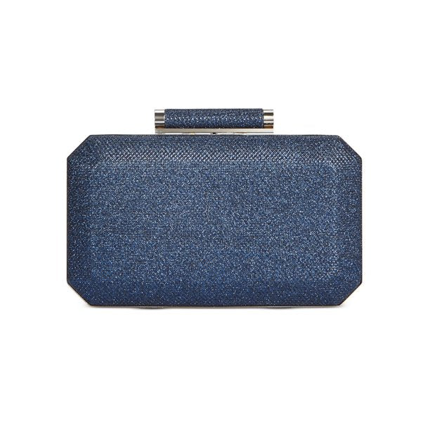 INC Women's Glitter Xx Chain Strap Clutch Handbag Purse Color Navy
