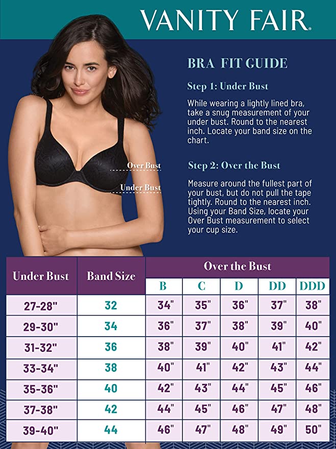 Vanity Fair Nearly Invisible Full Coverage Underwire Bra Color Damask Neutral Size 38DD