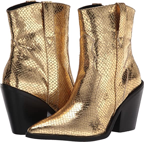 Madden Girl Women's Holster Fashion Boot Color Gold Embossed Size 6M