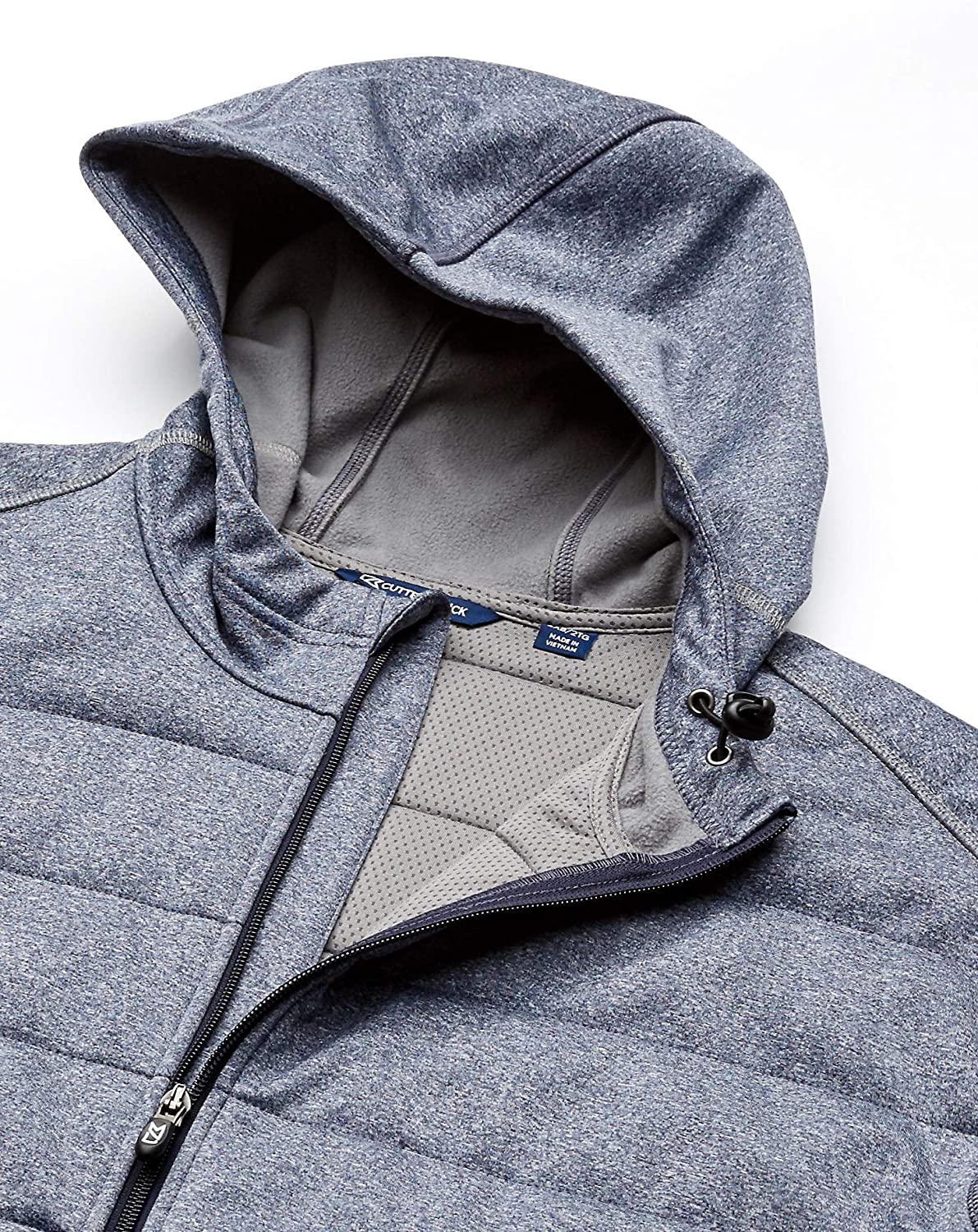 Cutter & Buck Men's Weathertec Jersey Bonded Fleece Altitude Quilted Hood Jacket X-Large Tall