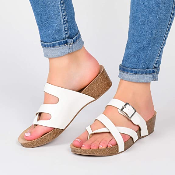 Journee Collection Women's Madrid Wedge Sandal Color Brown Size 6.5M