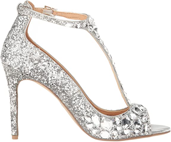 Jewel Badgley Mischka Women's Conroy Dress Sandal Color Smoke Glitter Size 9.5M