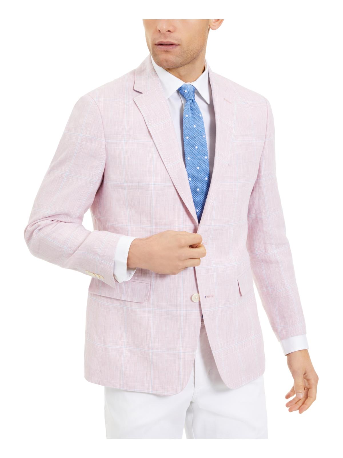 Tommy Hilfiger Men’s Trevor Linen Windowpane Sportcoat Color Pink