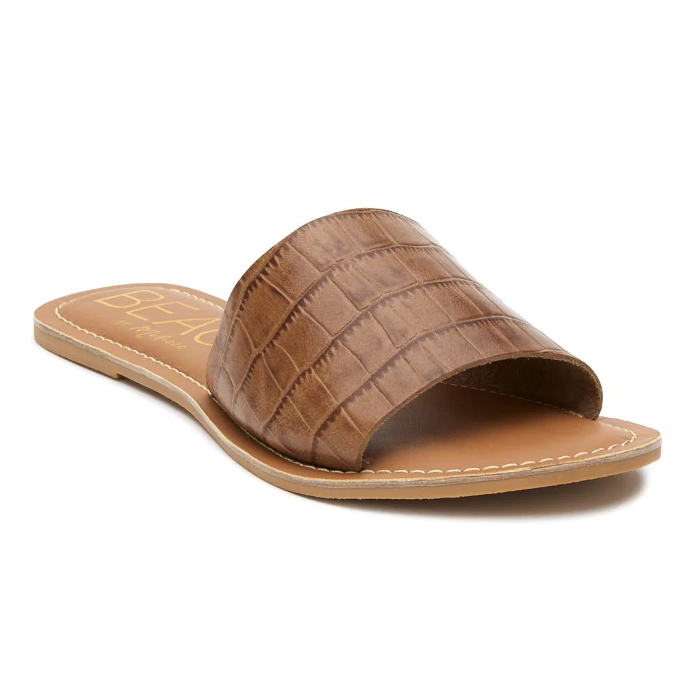 Matisse Beach by Matisse Womens Caban Slide Sandals Color Tan Croc - Leather Size 9M