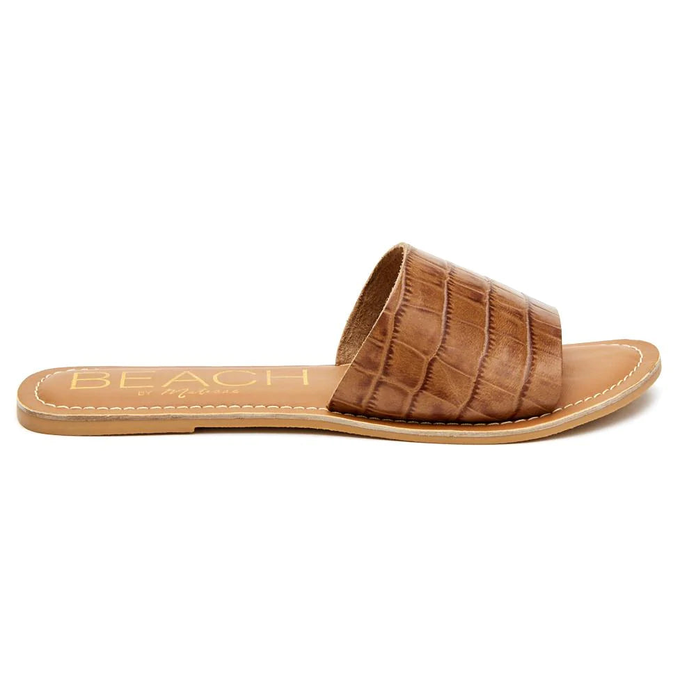 Matisse Beach by Matisse Womens Caban Slide Sandals Color Tan Croc - Leather Size 9M