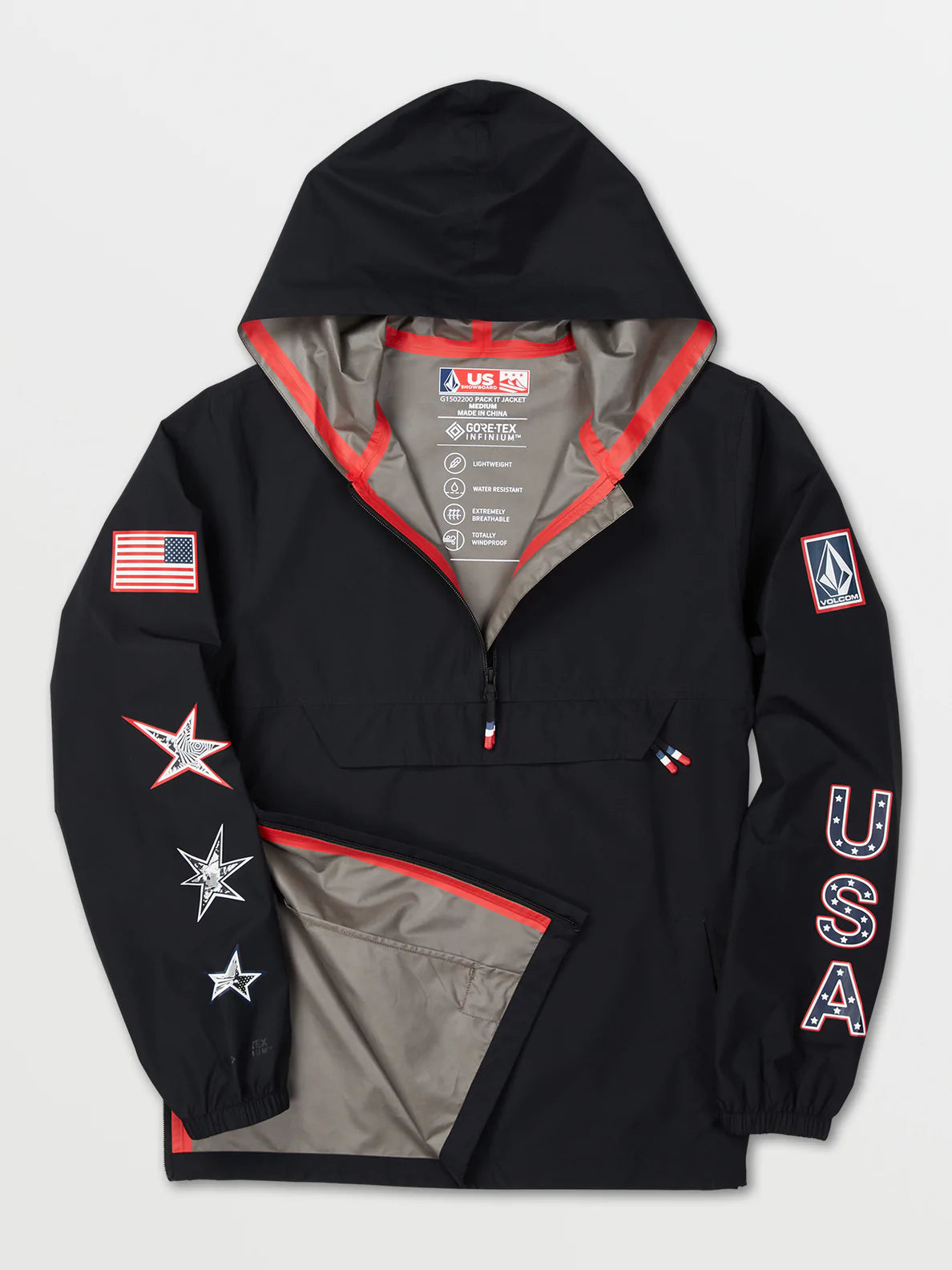 Volcom MEN'S USA PACK IT GORE-TEX JACKET Color Black Size S