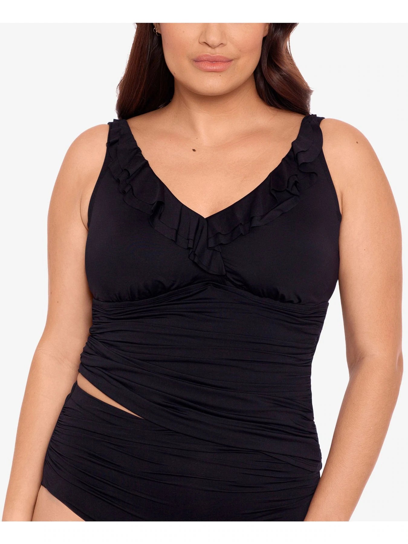 Lauren Ralph Lauren Plus Size Stretch Tankini Top Color Black Size 18W