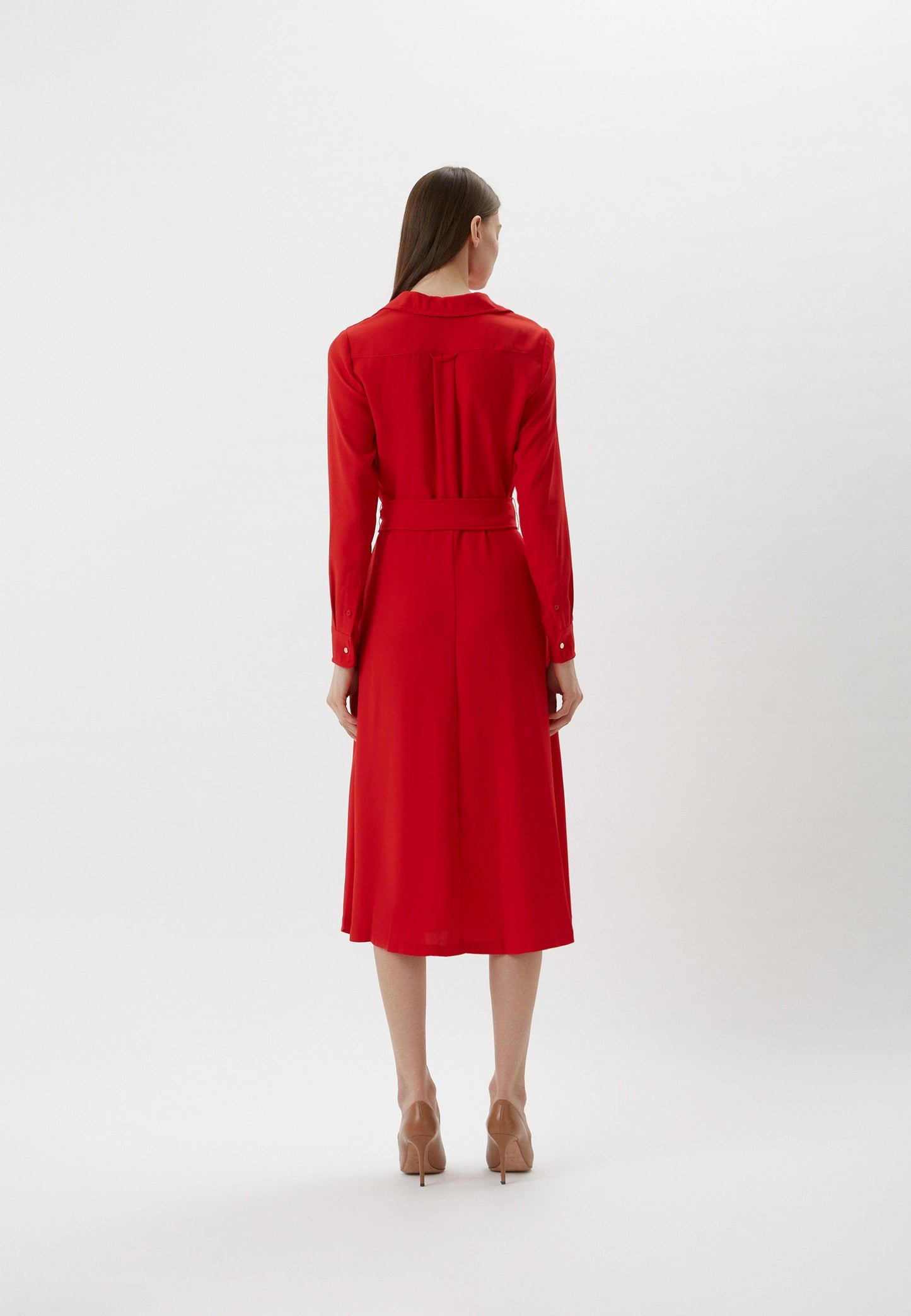 Lauren Ralph Lauren Surplice Georgette Midi Dress Color Lipstick Red Size 0