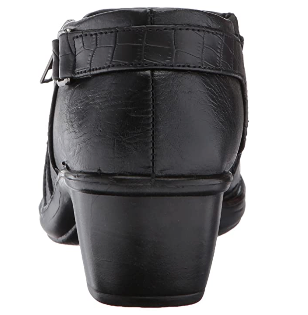 Easy Street Women's Devo Ankle Bootie, Black/Crocodile
