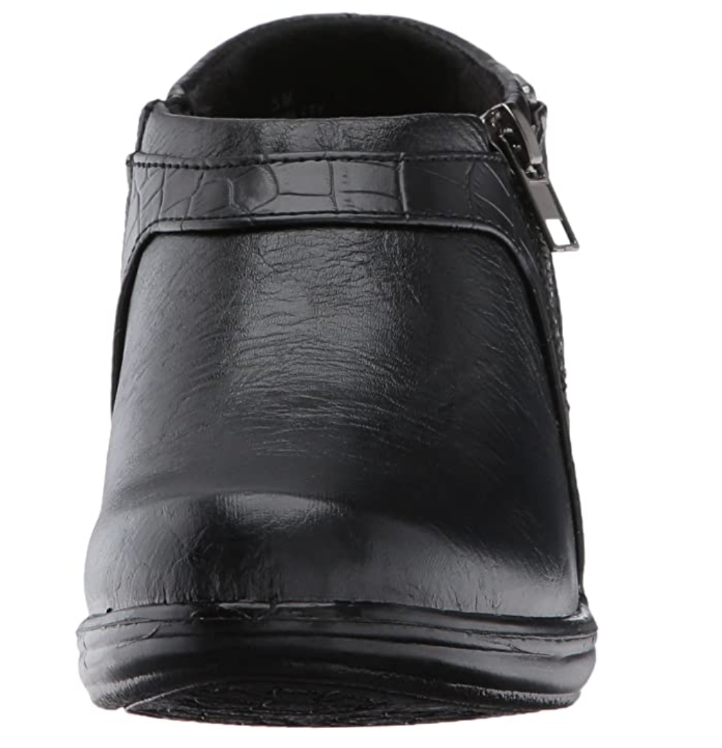 Easy Street Women's Devo Ankle Bootie, Black/Crocodile