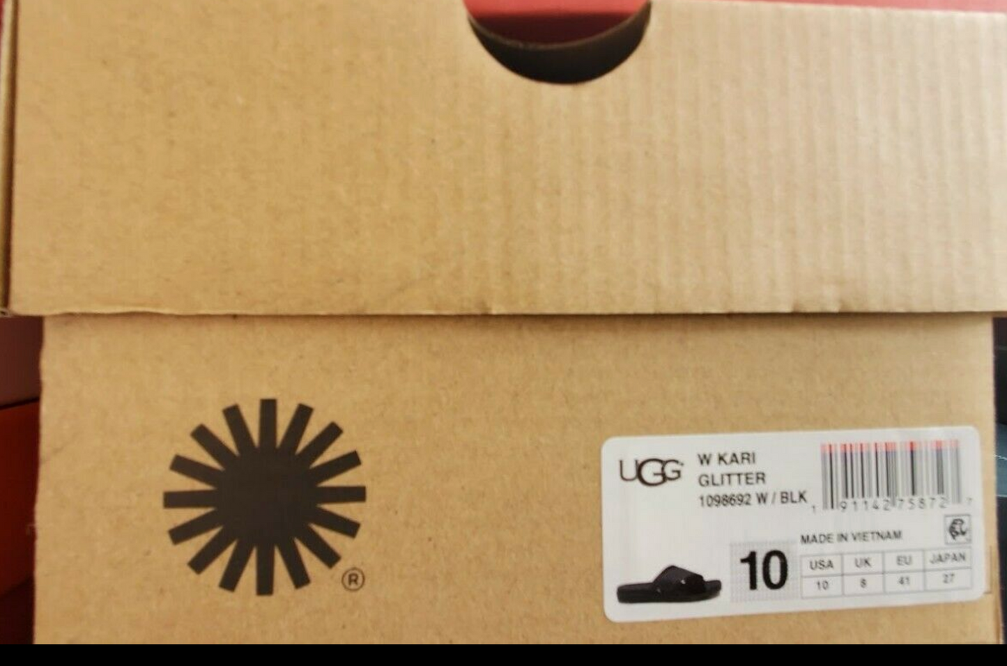 UGG Women's Kari Glitter Slide Sandals Black Size 10