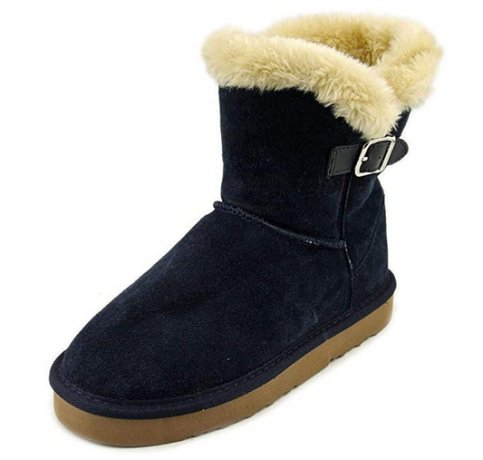Style & Co. Women's Tiny 2 Suede Faux Fur Lined Winter Boots Navy 9 Medium