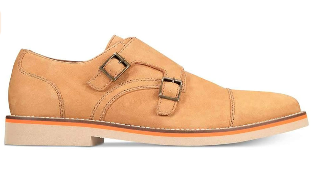 bar III Men's Baxter Monk Fabric Buckle Dress Oxfords Color Tan