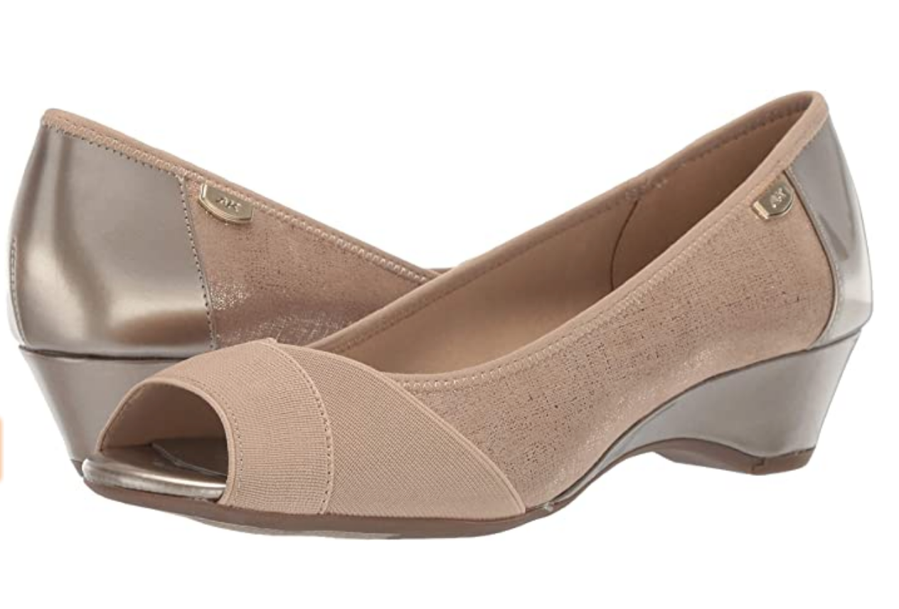 Anne Klein Women's Memory Wedge Pump Color: Taupe Size: 7.5M