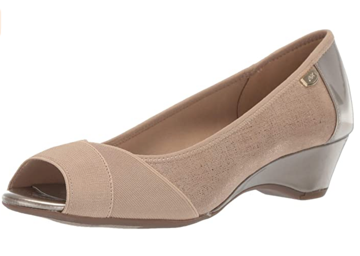 Anne Klein Women's Memory Wedge Pump Color: Taupe Size: 7.5M
