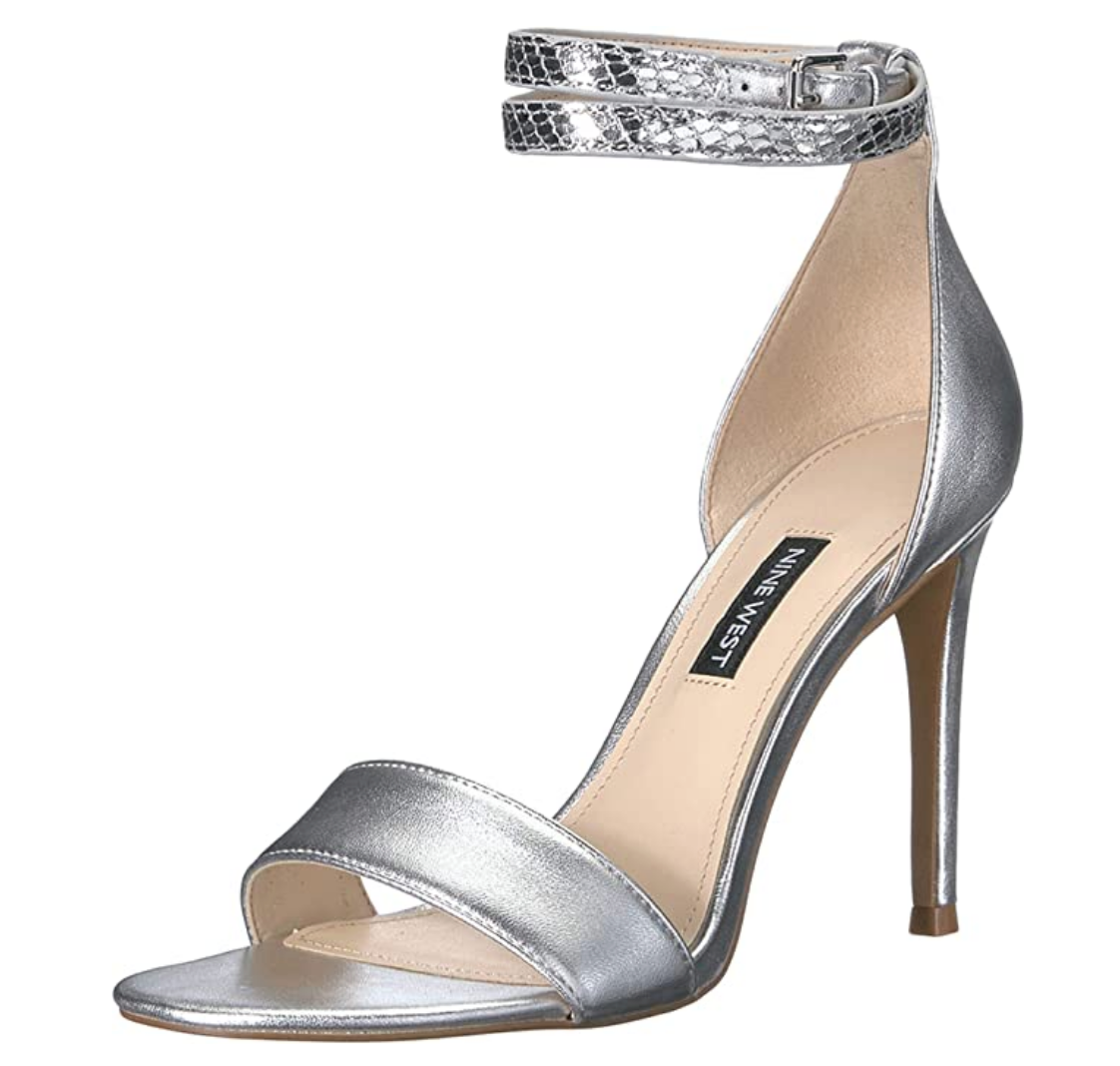Nine West Women's Nika Heeled Sandal Color Silver Size 7M