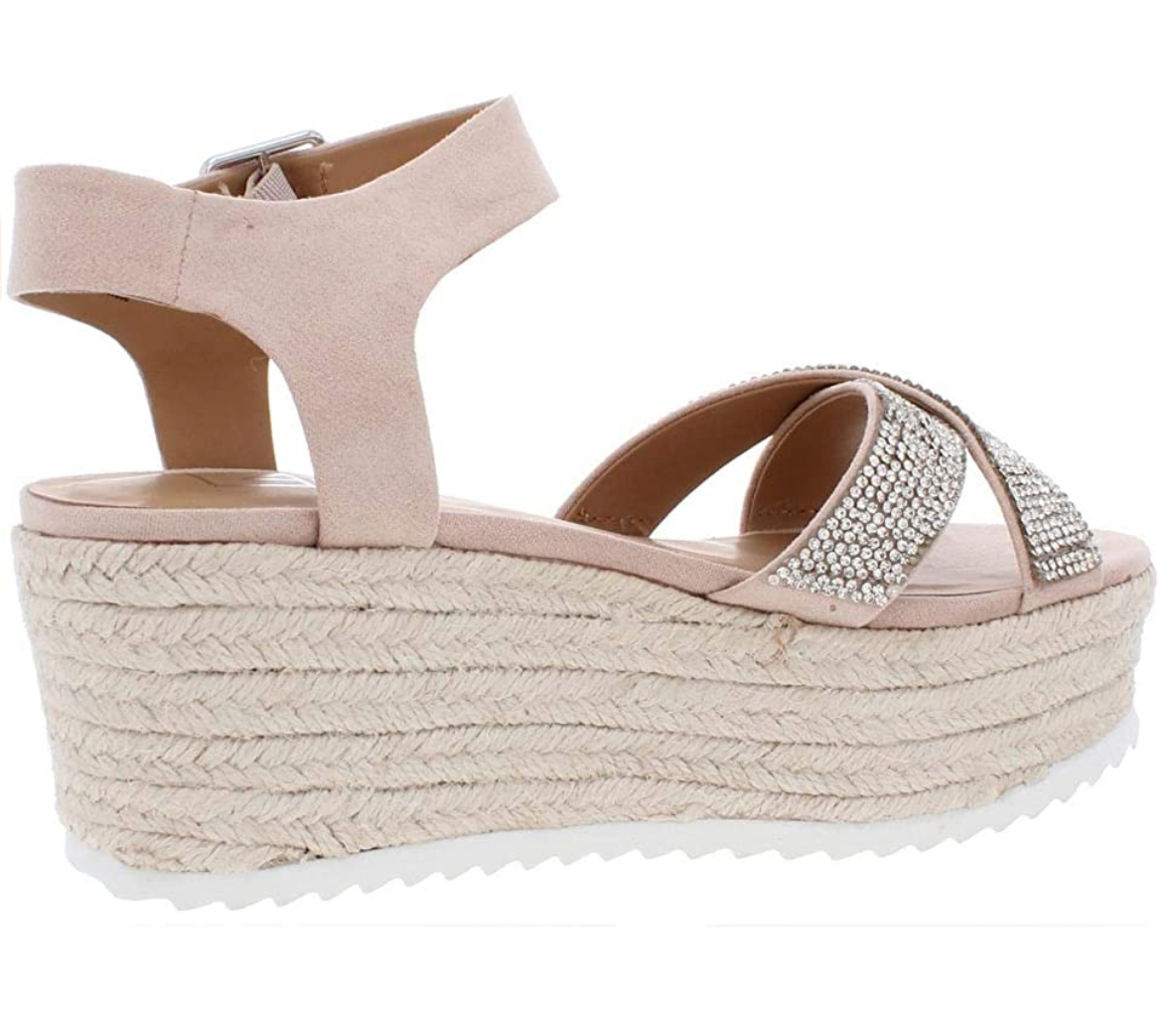 Material Girl Womens Brinny Embellished Open Toe Espadrilles Color: Pink Size: 8M